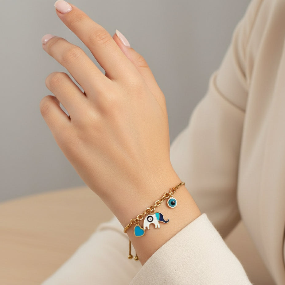 Gold bracelet with elephant 