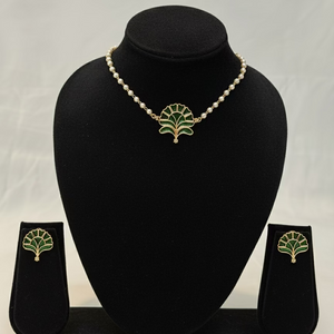 Jewelry set with necklace and earrings  wearing women 