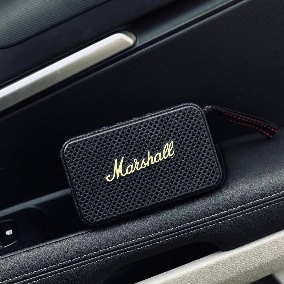 Marshall speaker on a car dashboard