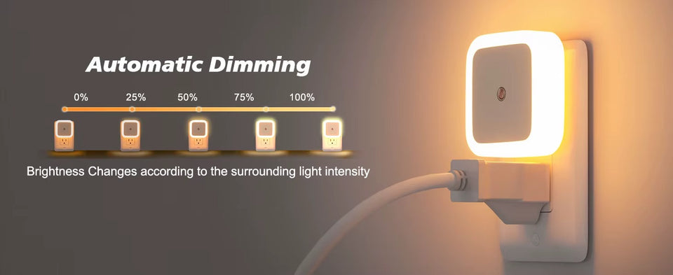 LED Night Lamp for Bedroom – Warm Light with Automatic Sensor