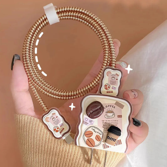 iPhone Charger Cover - Coffee theme