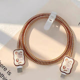 Original 18/20W iPhone Charger Cable Protector – Cute Coffee Design Spiral Winder