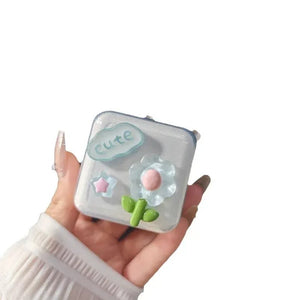 Cute Blue Flower Clear Silicone Charger Case – 35W Fast Charge Cable Protector for iPhone