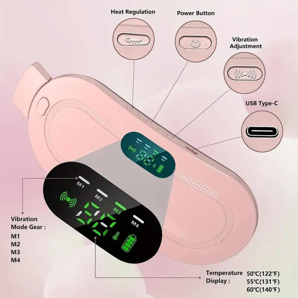 Period Cramp Massager Pain Relief Device Heating Belt Menstrual Heating Pad Massager