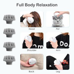 Massage device with features highlighted on a white background