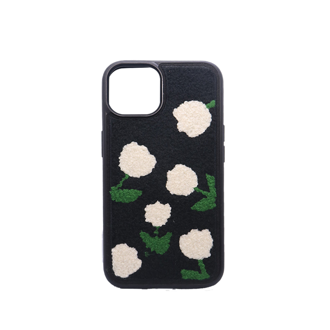 Fuzzy Floral Phone Case   Soft Plush Shockproof Protective Cover