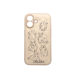 Cute Rabbit Leather Phone Case  Quilted Soft Shockproof Protective Cover