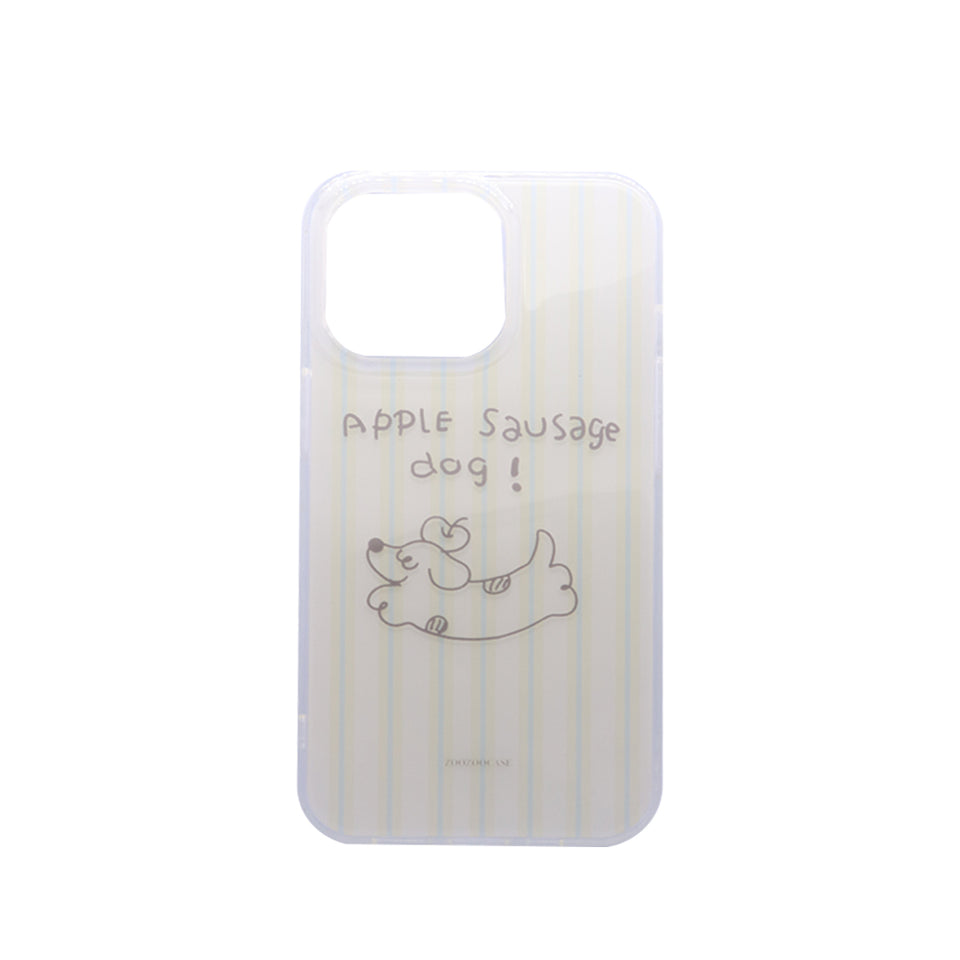 Cute Apple Sausage Dog Phone Case  Soft Transparent TPU Shockproof Cover