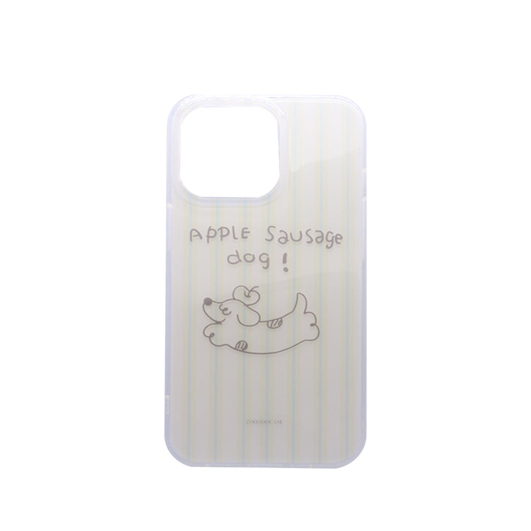 Cute Apple Sausage Dog Phone Case  Soft Transparent TPU Shockproof Cover
