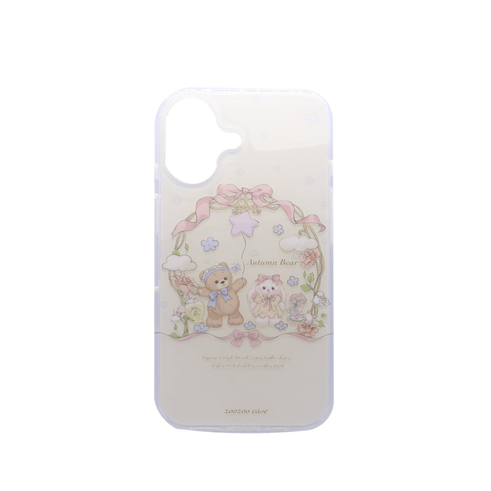 Cute Autumn Bear Transparent Phone Case  Soft TPU Shockproof Cover