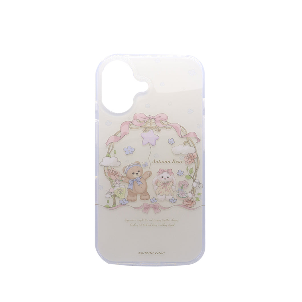 Cute Autumn Bear Transparent Phone Case  Soft TPU Shockproof Cover