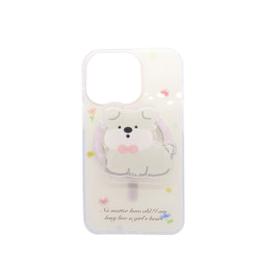 Cute Puppy Phone Case with Stand   Soft Transparent Shockproof Cover